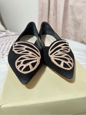 Sophia Webster Black Butterfly Flats